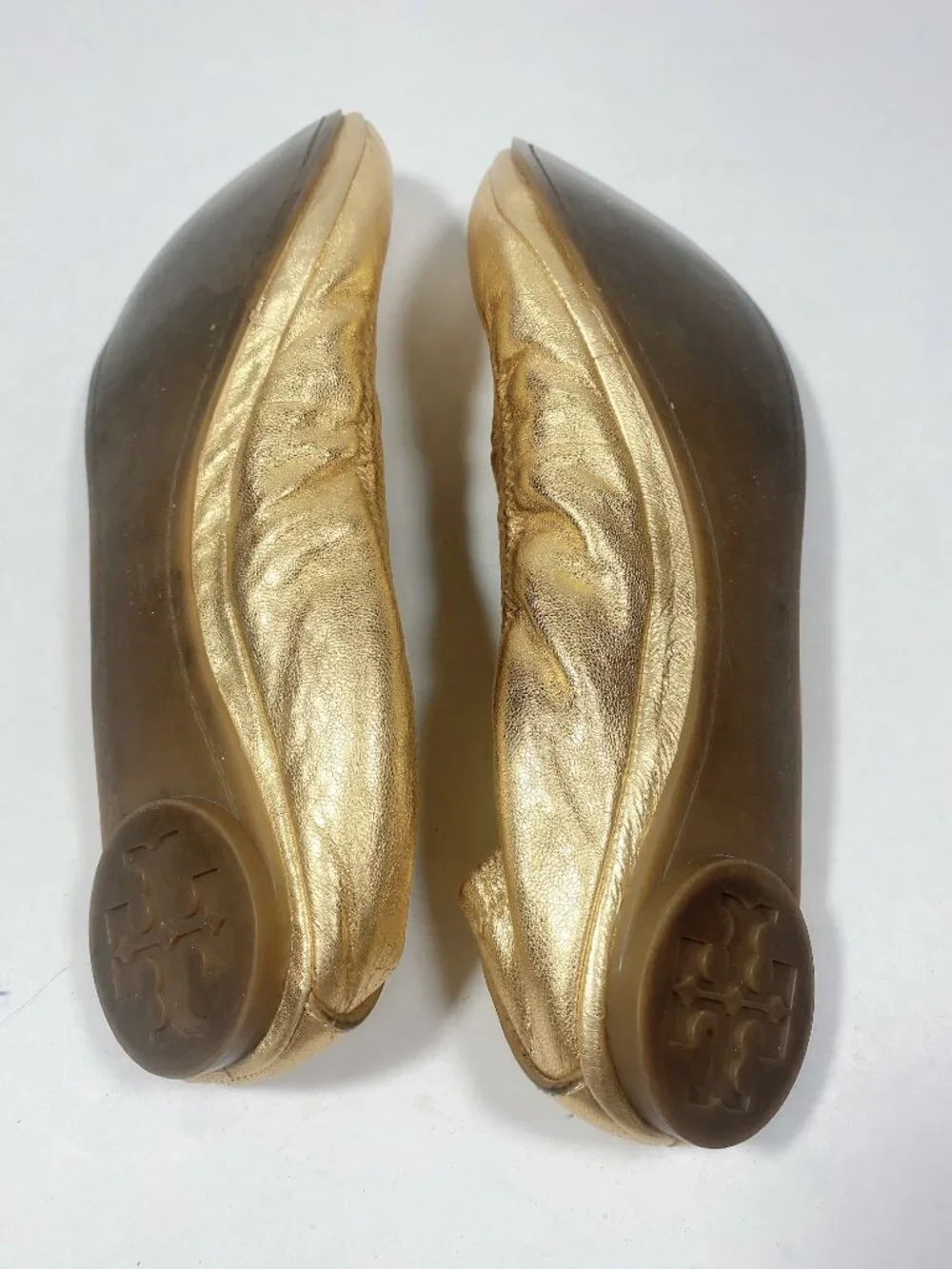 Tory Burch Metallic Gold Leather Ballet Flats